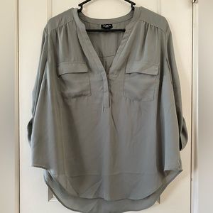 Torrid Harper Georgette Silver Sage Sheer 3/4 Sleeve Polyester Blouse Size 00